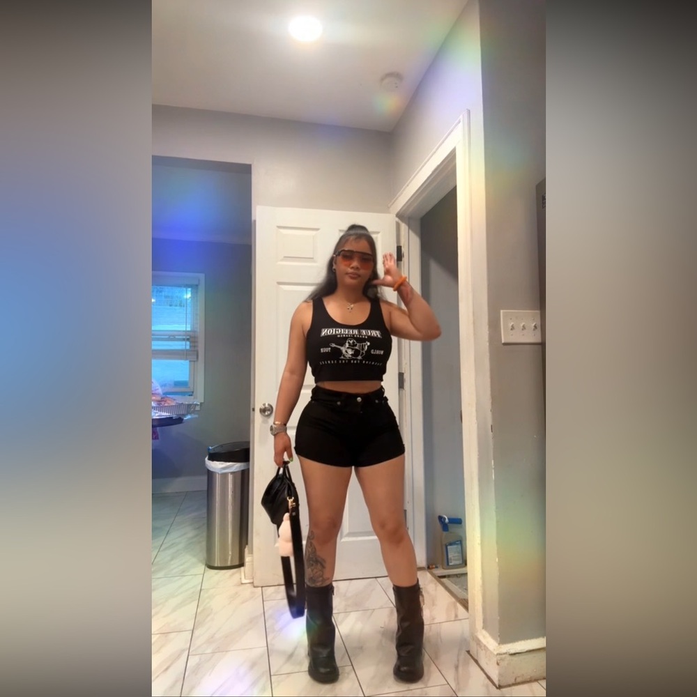 True religion Crop Top and Shorts Set